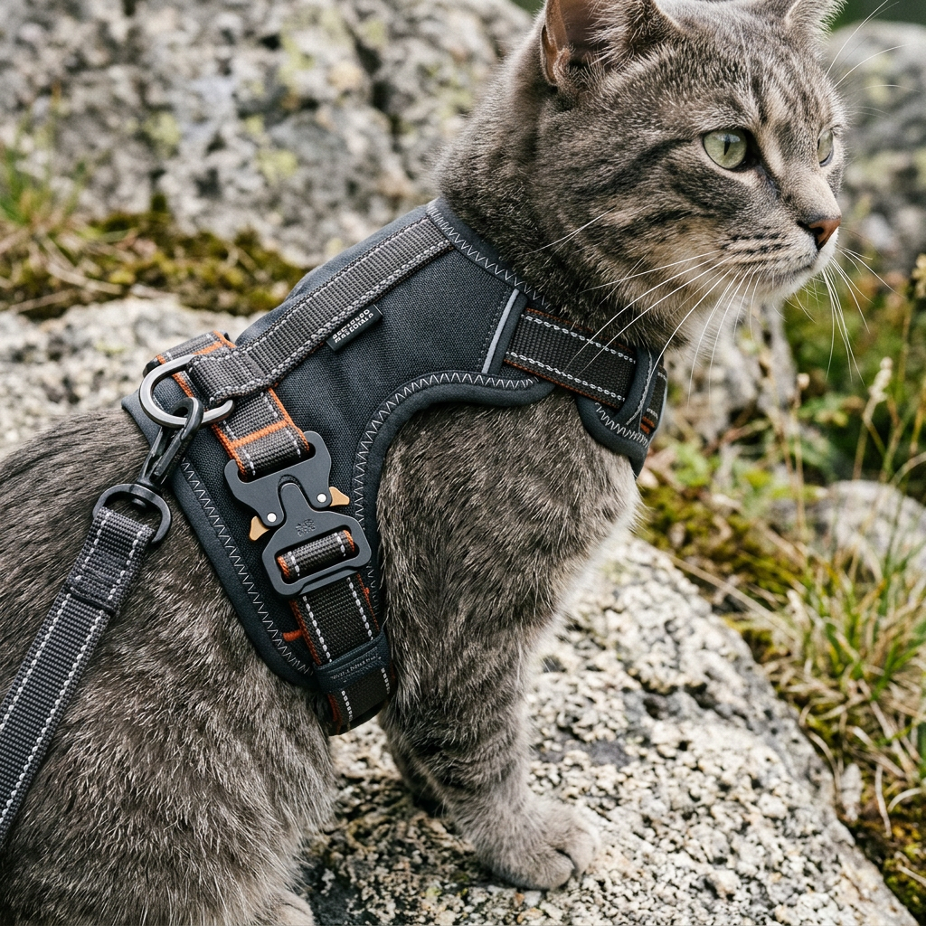 The Meowntaineer trail harness in detail